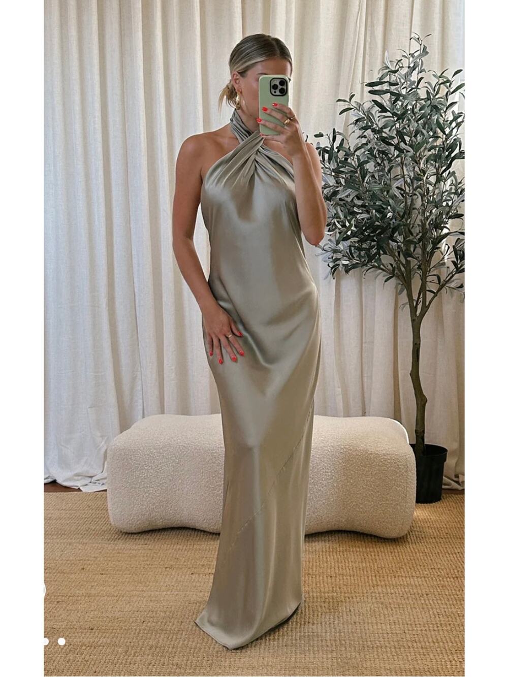 Show Me Your Mumu Jasmine Halter Maxi Dress Moss Green Size XXS - Picture 1 of 9